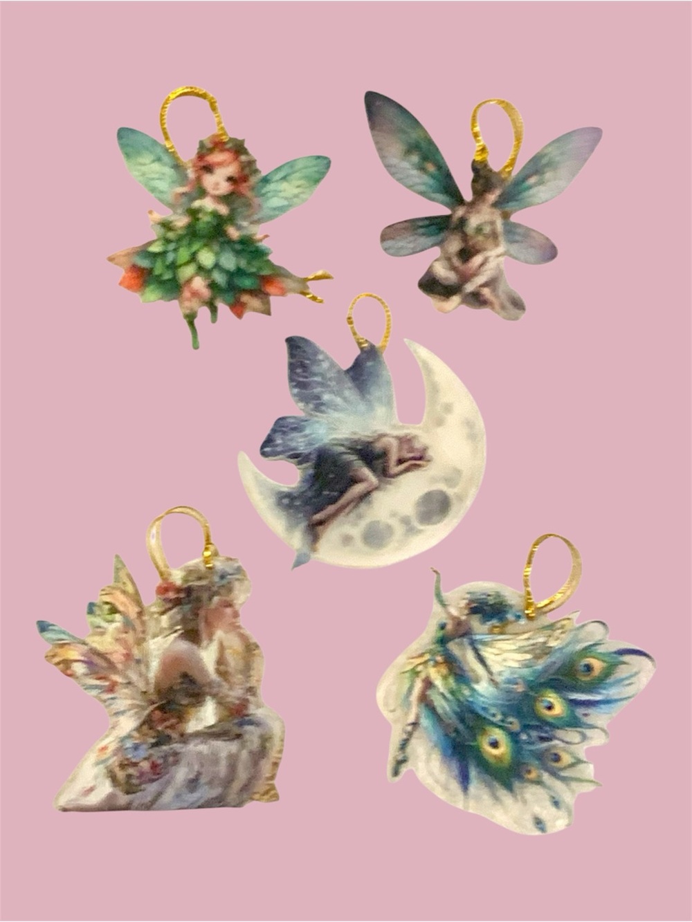 A Lot 5 Acrylic Fairy Hanging Ornament Pendants Great for resellers